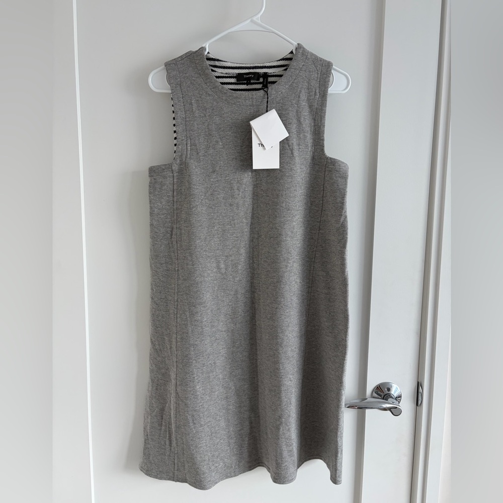 Theory SL Tent Dress in Stripe Terry Grey Heather - NWT - Size P